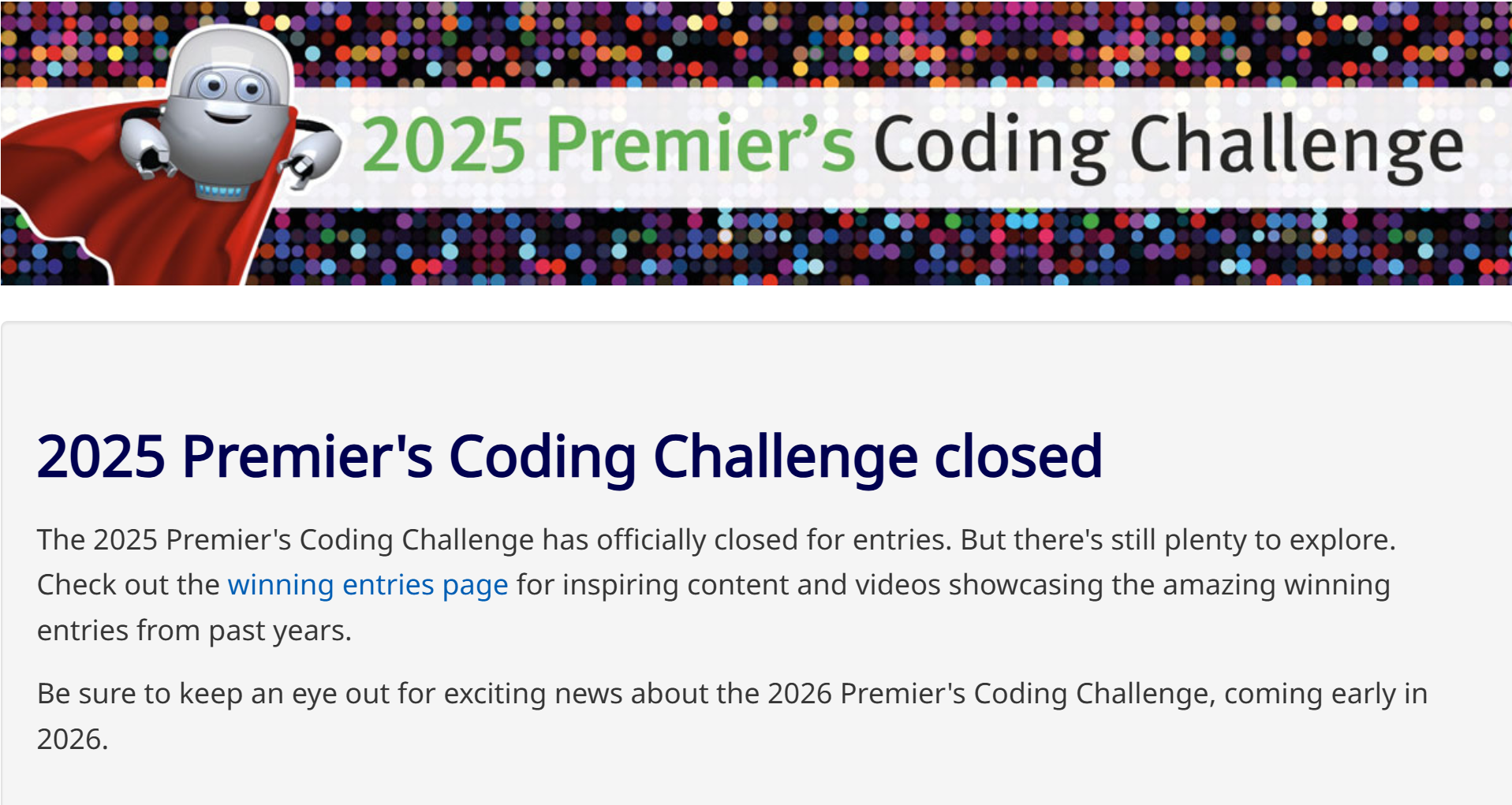 Baby Zebra website received the Brisbane Premier Coding Challenge's Featured Recommendation Award.            23 November 2025
